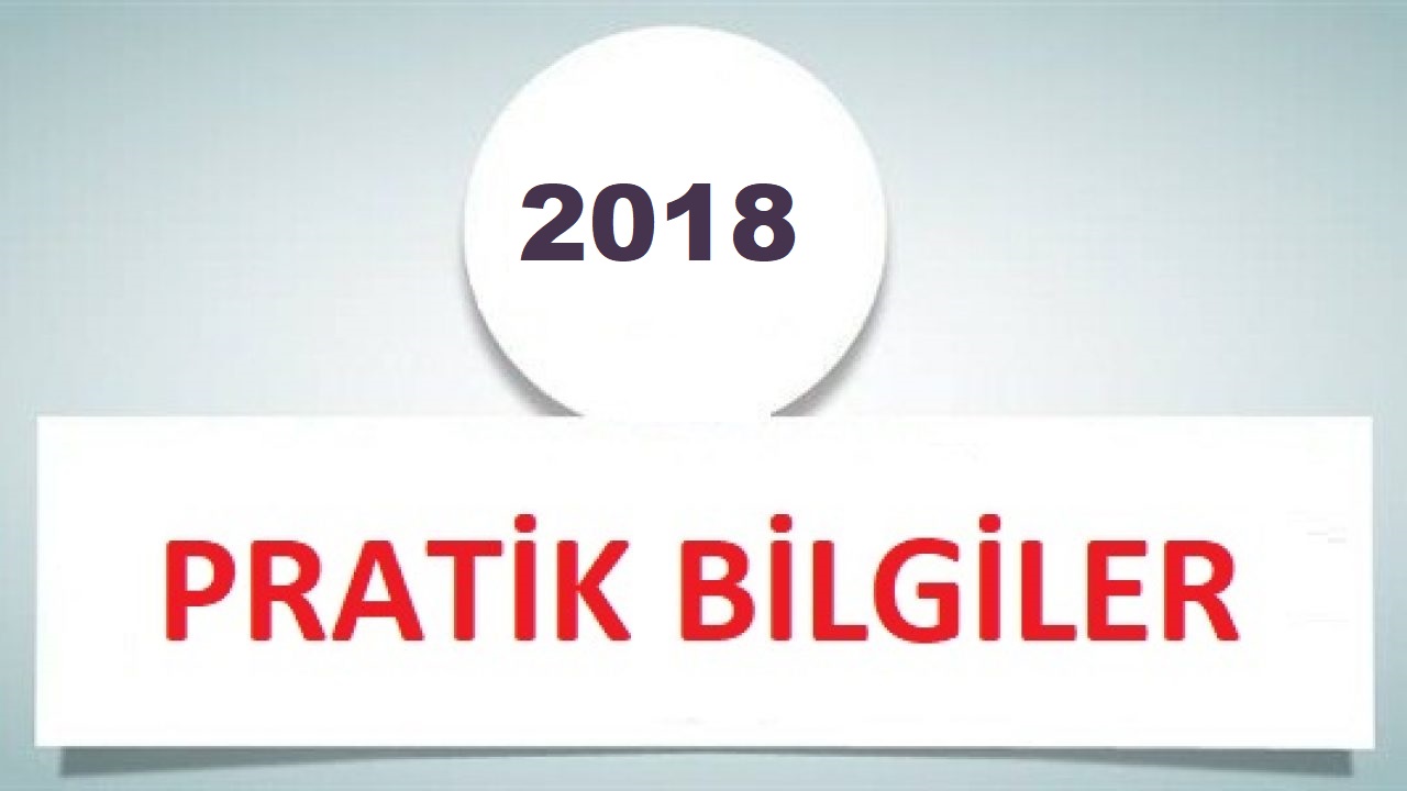 2018 YILI PRATİK BİLGİLER